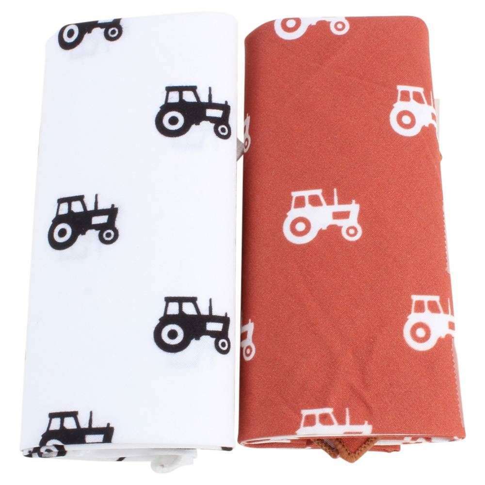 David Van Hagen Novelty Tractor Handkerchief Set - Burnt Orange/White