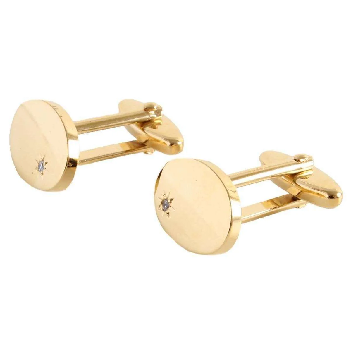 David Van Hagen Oval Cubic Zirconia Cufflinks - Gold - Image 2