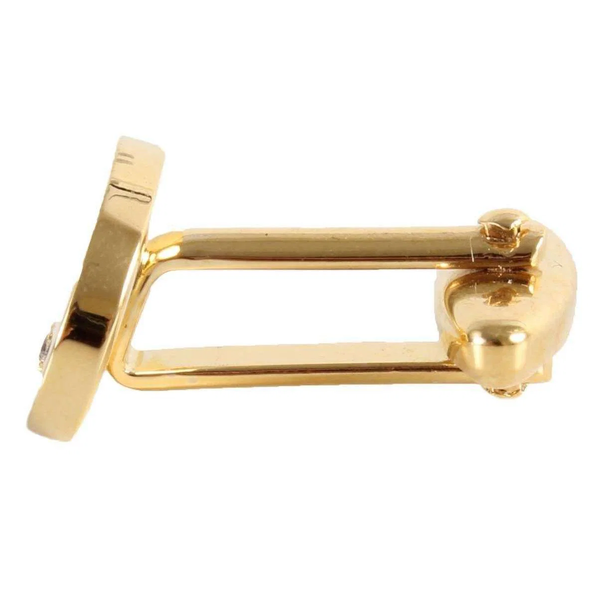 David Van Hagen Oval Cubic Zirconia Cufflinks - Gold - Image 3