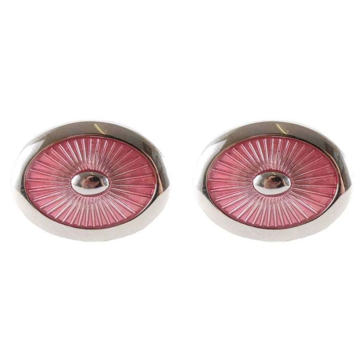 David Van Hagen Oval Enamel Cufflinks - Pink/Silver