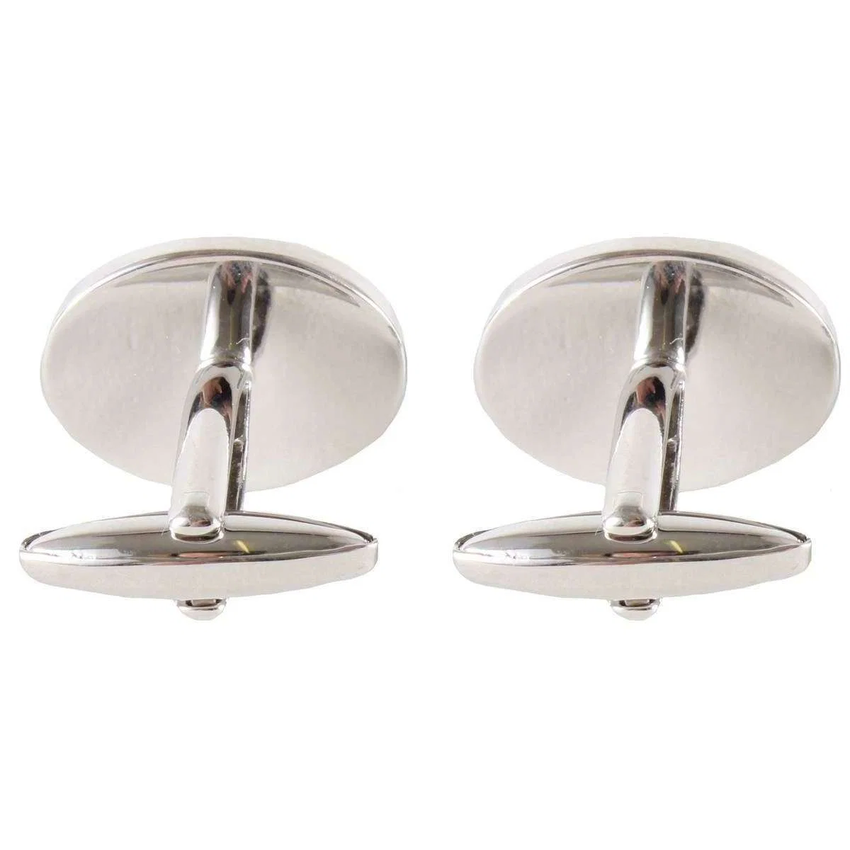 David Van Hagen Oval Enamel Cufflinks - Red/Silver - Image 3