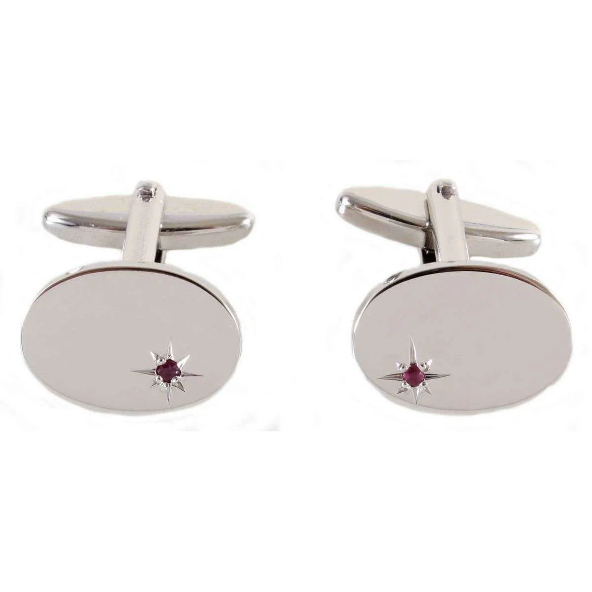 David Van Hagen Oval Ruby Cufflinks - Silver/Red