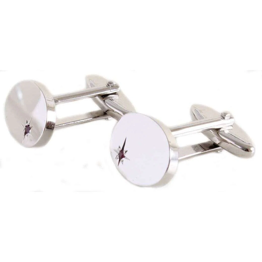 David Van Hagen Oval Ruby Cufflinks - Silver/Red - Image 2