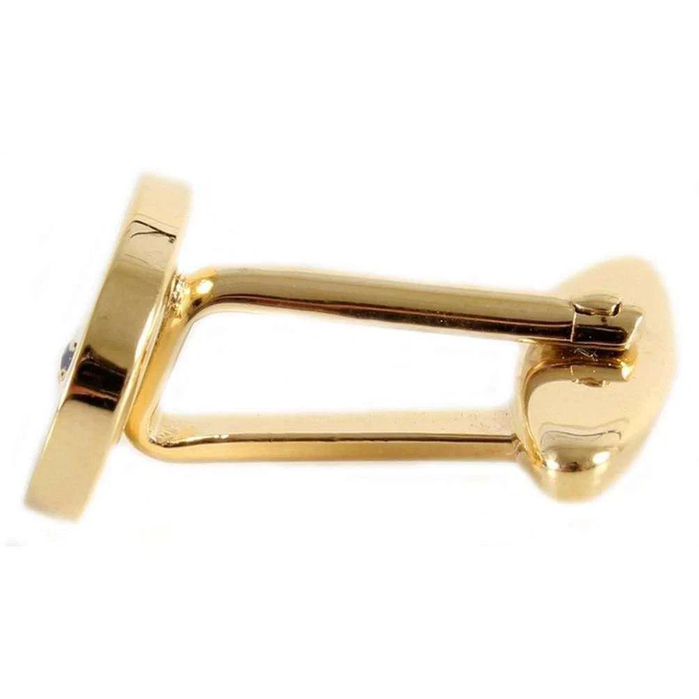 David Van Hagen Oval Sapphire Cufflinks - Gold/Blue - Image 3