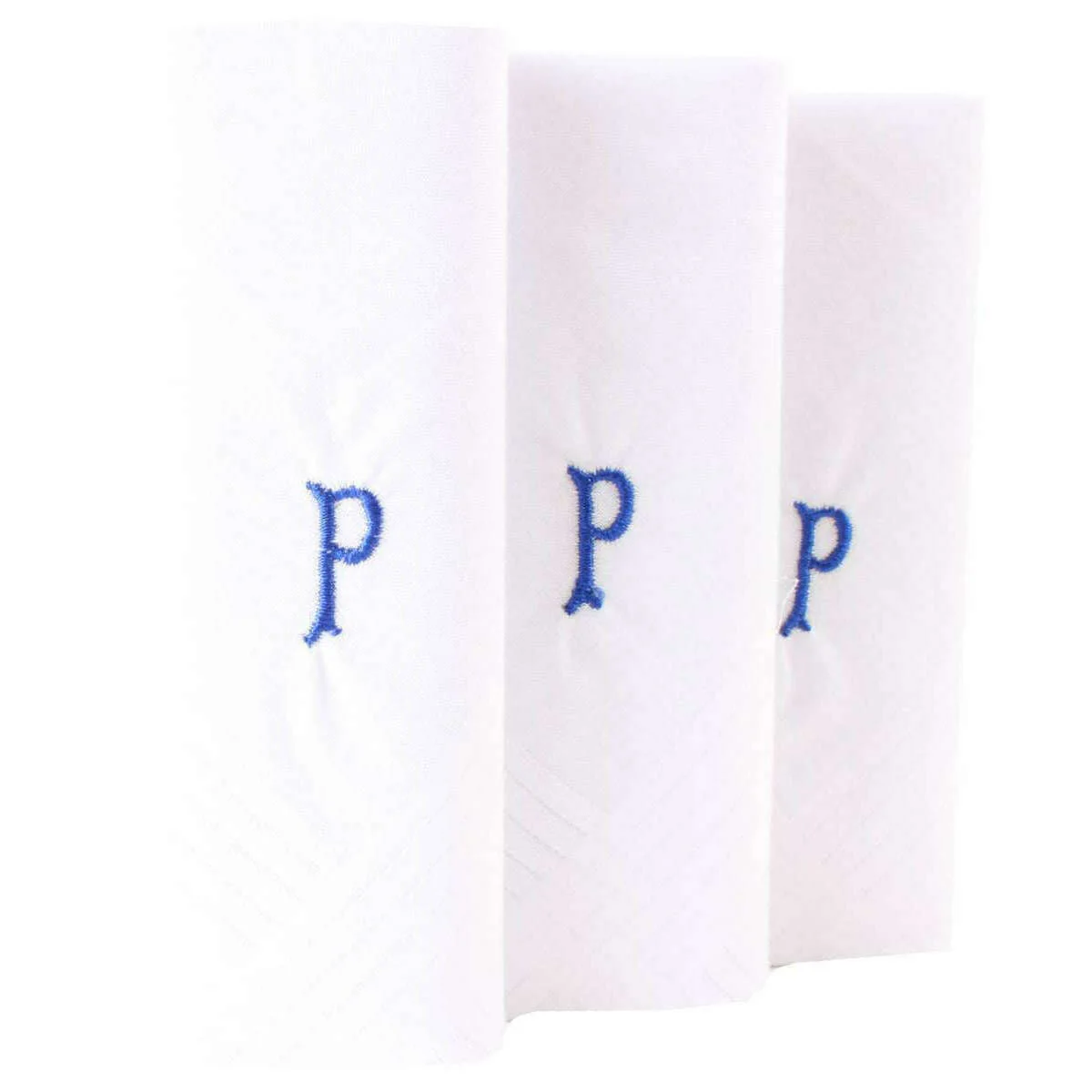 David Van Hagen P Initial 3 Pack Handkerchief - White/Blue - Image 3