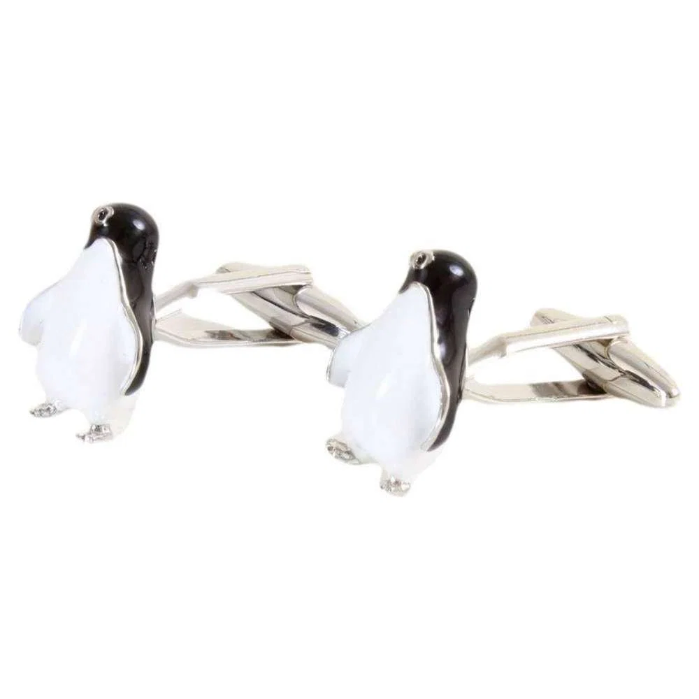 David Van Hagen Penguin Cufflinks - White/Black - Image 2