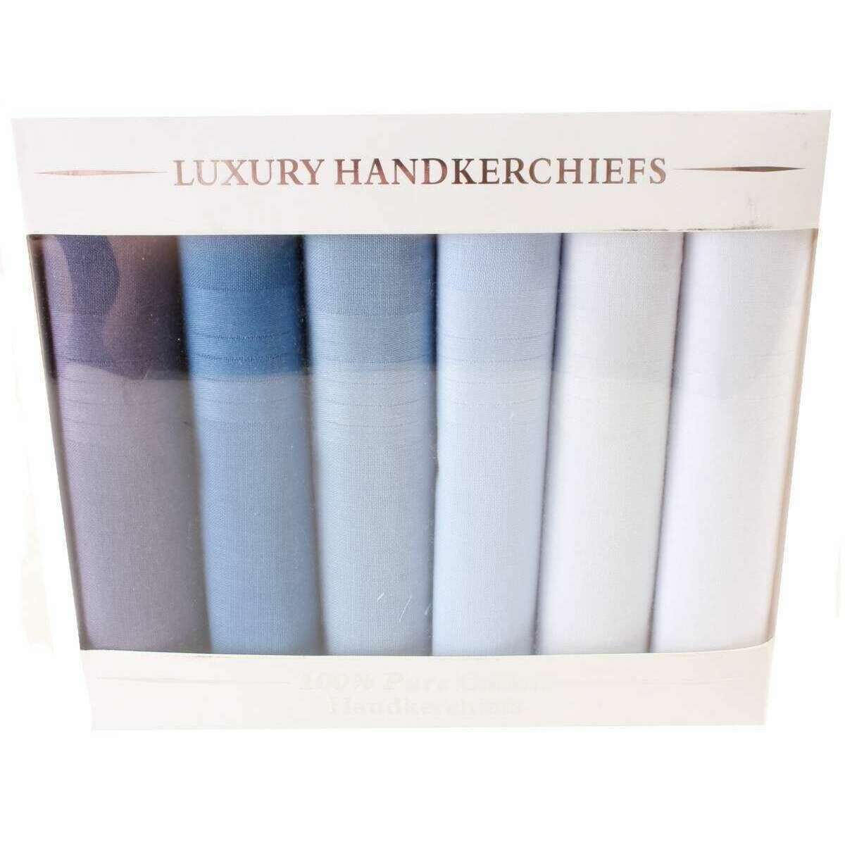 David Van Hagen Plain 6 Pack Handkerchief - Blue - Image 2