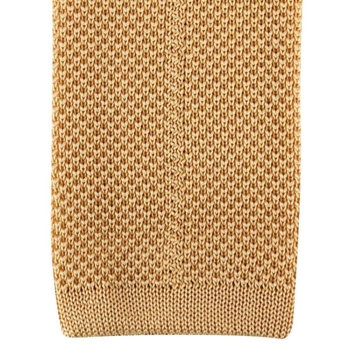David Van Hagen Plain Knitted Tie - Gold - Image 3