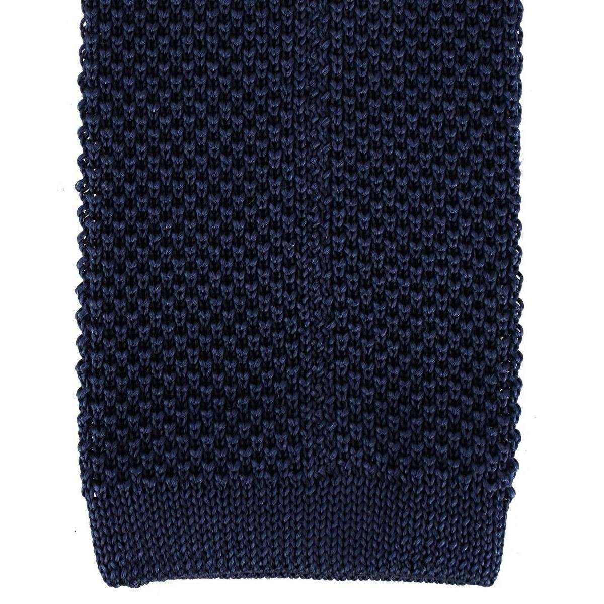 David Van Hagen Plain Knitted Tie - Navy - Image 3