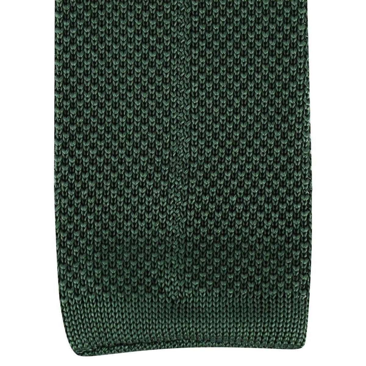David Van Hagen Plain Knitted Tie - Olive - Image 3