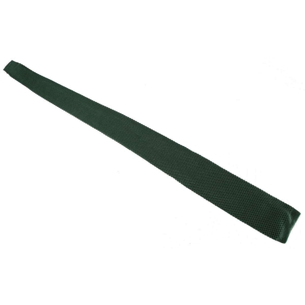 David Van Hagen Plain Knitted Tie - Olive - Image 4