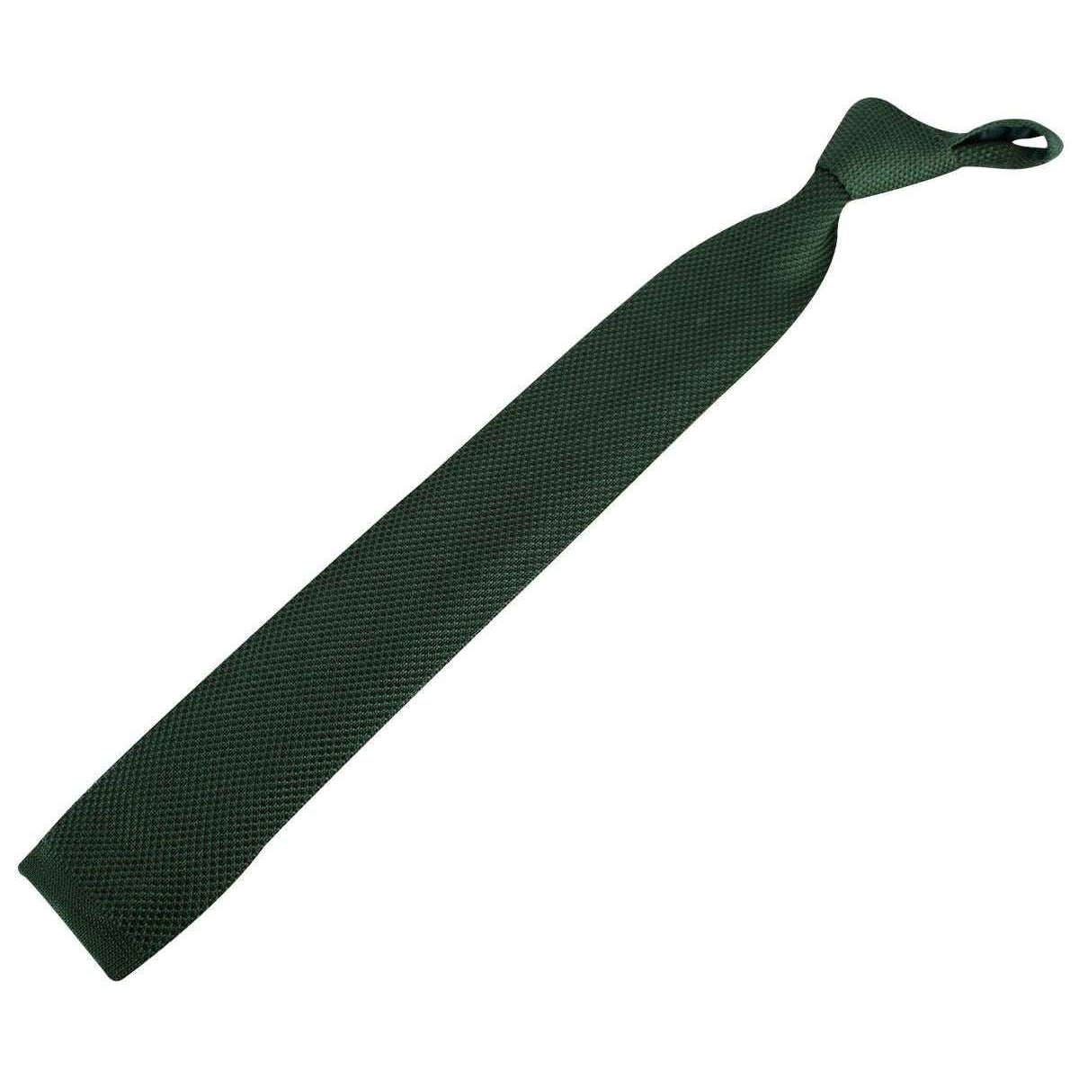 David Van Hagen Plain Knitted Tie - Olive - Image 5