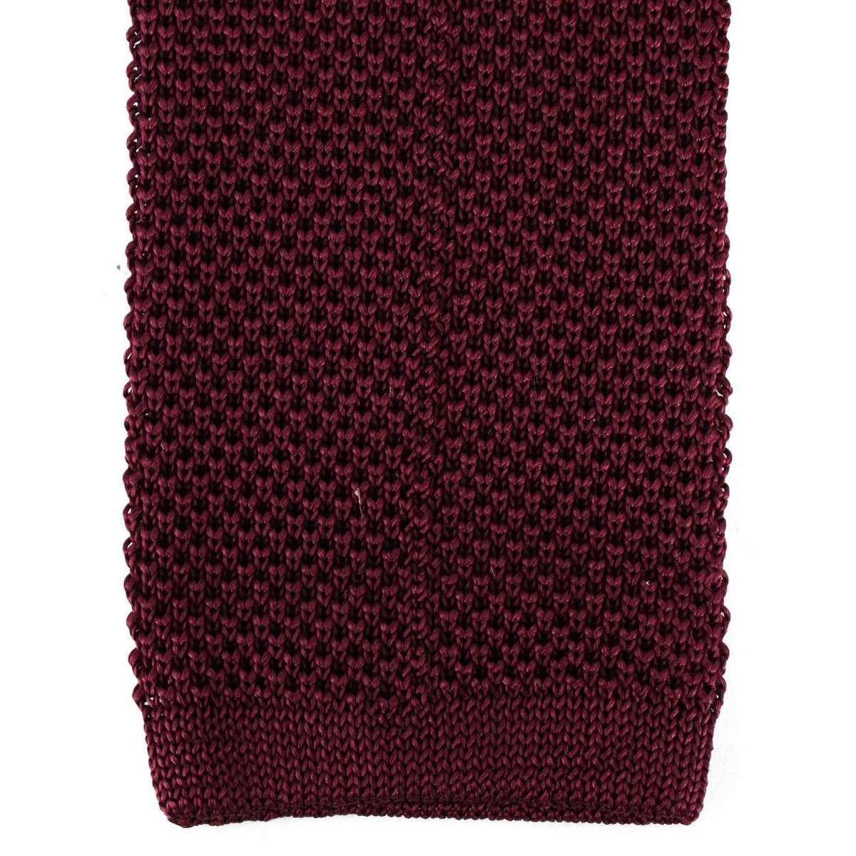 David Van Hagen Plain Knitted Tie - Wine - Image 3