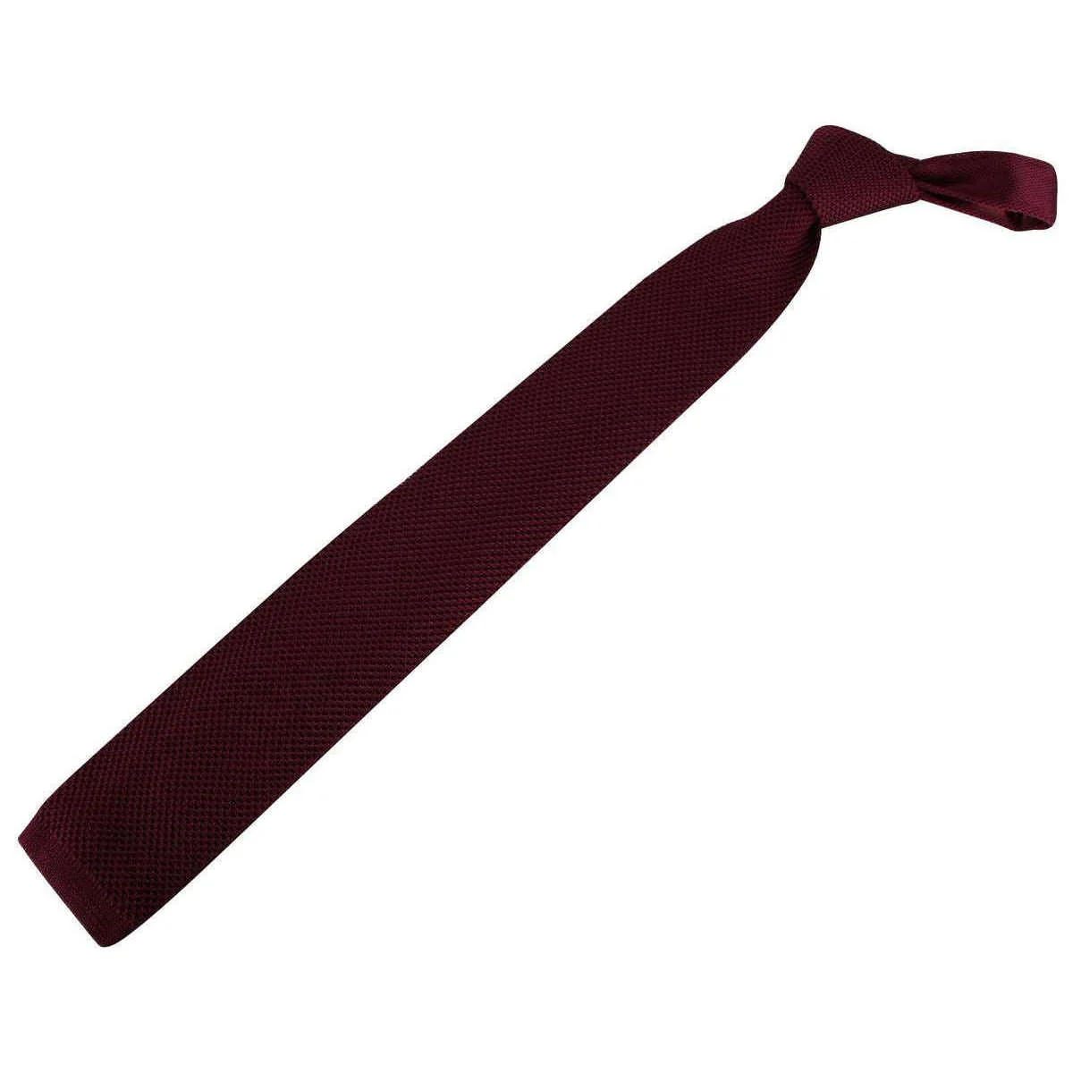 David Van Hagen Plain Knitted Tie - Wine - Image 5