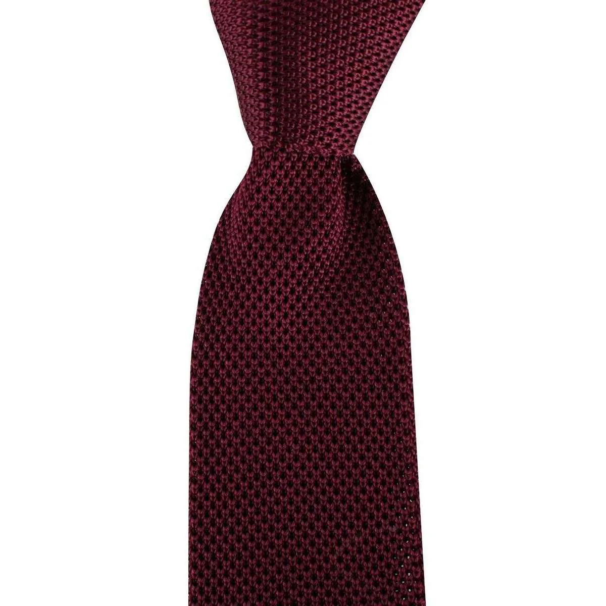 David Van Hagen Plain Knitted Tie - Wine - Image 6