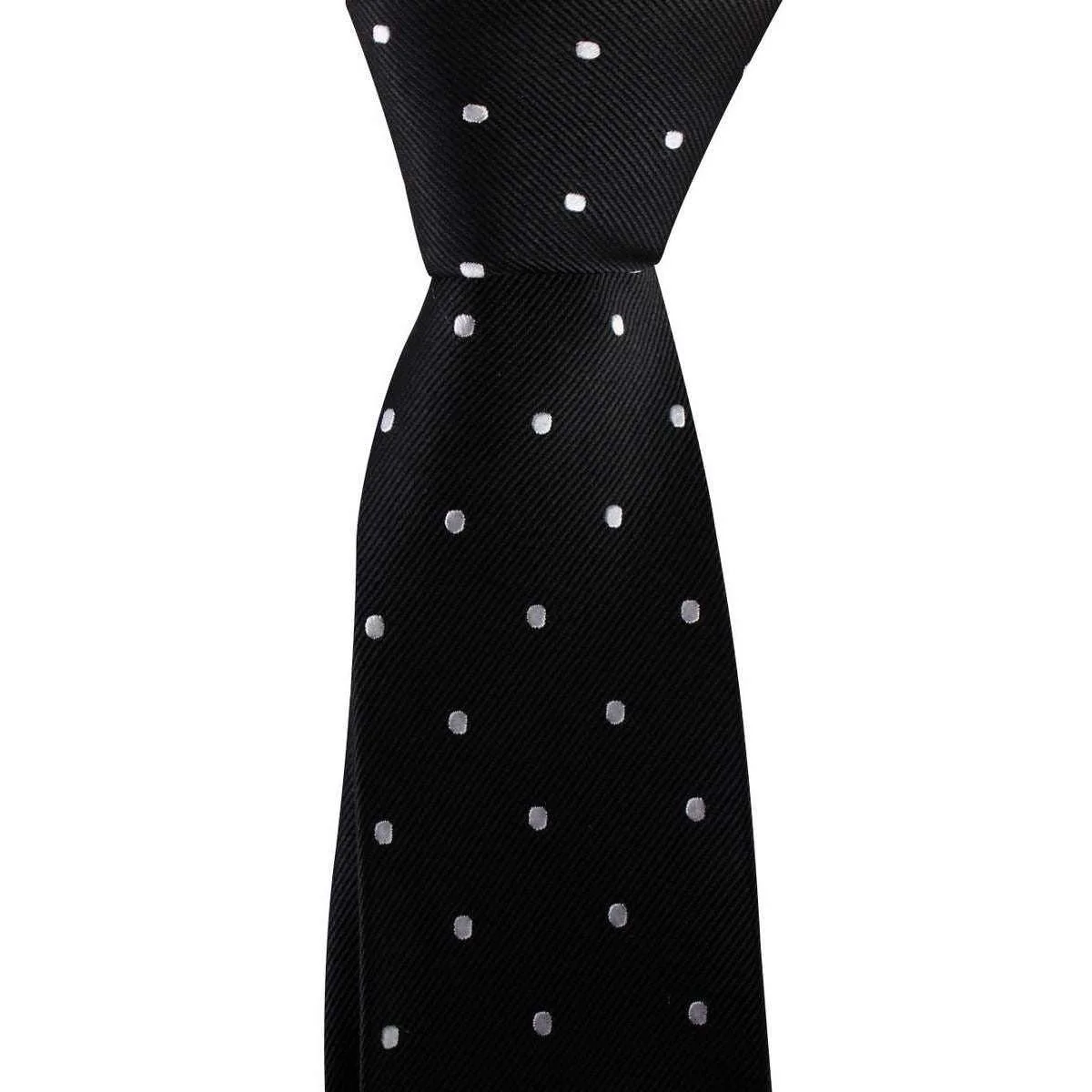 David Van Hagen Polka Dot Tie - Black/Silver - Image 6
