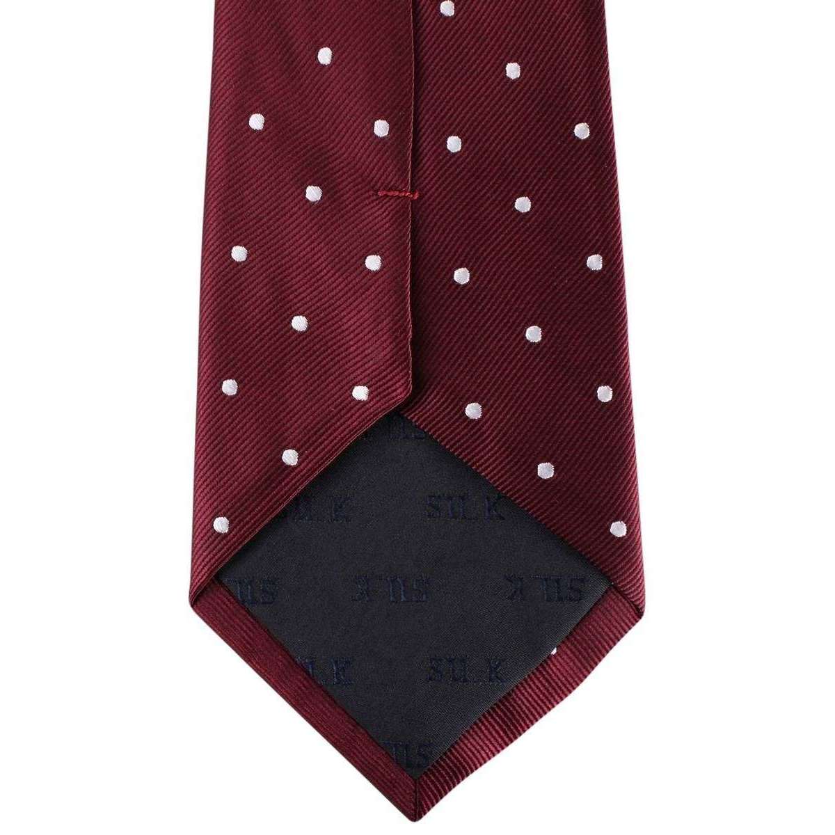 David Van Hagen Polka Dot Tie - Burgundy/White - Image 2
