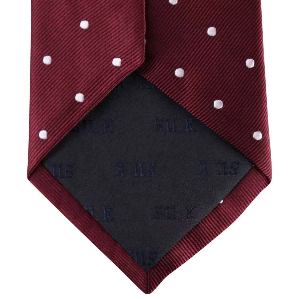 David Van Hagen Polka Dot Tie - Burgundy/White - Image 3