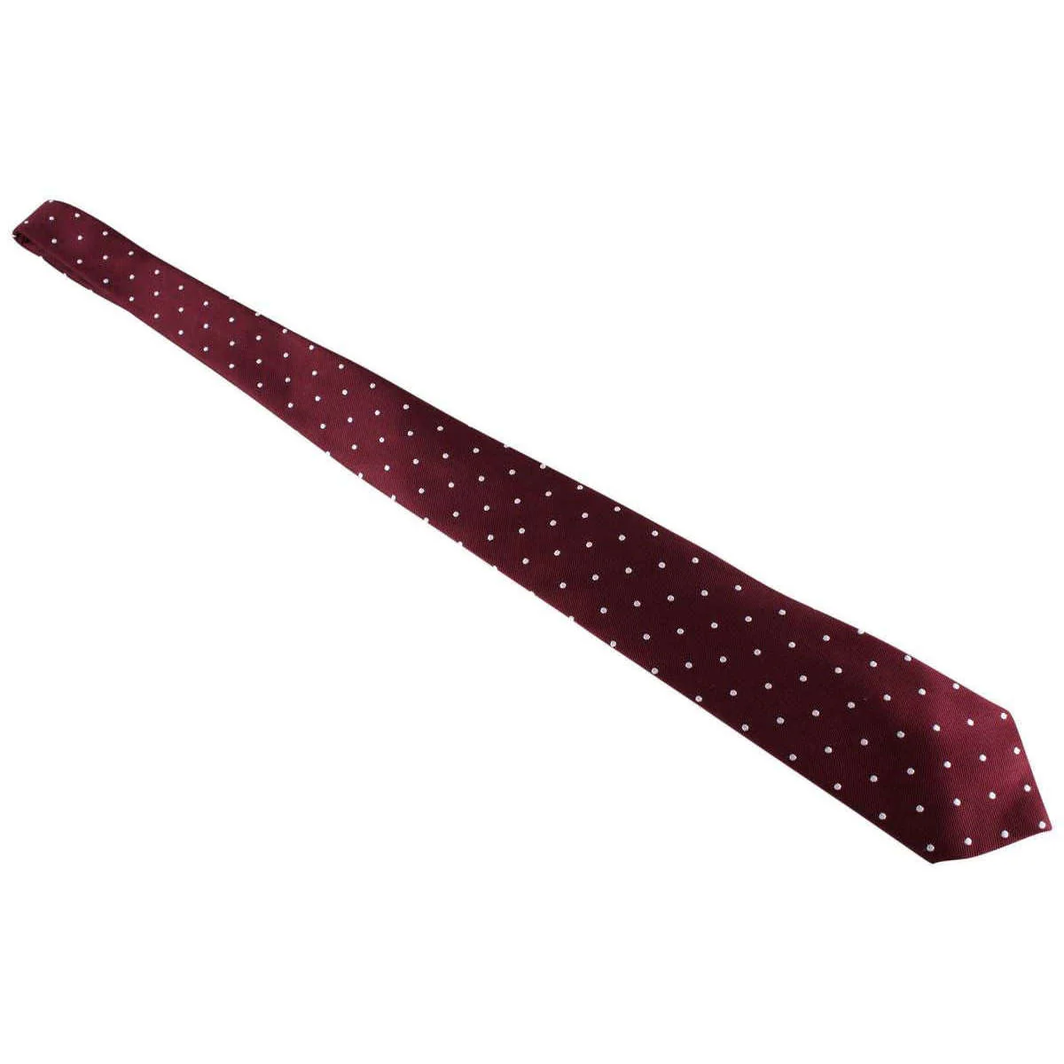 David Van Hagen Polka Dot Tie - Burgundy/White - Image 4