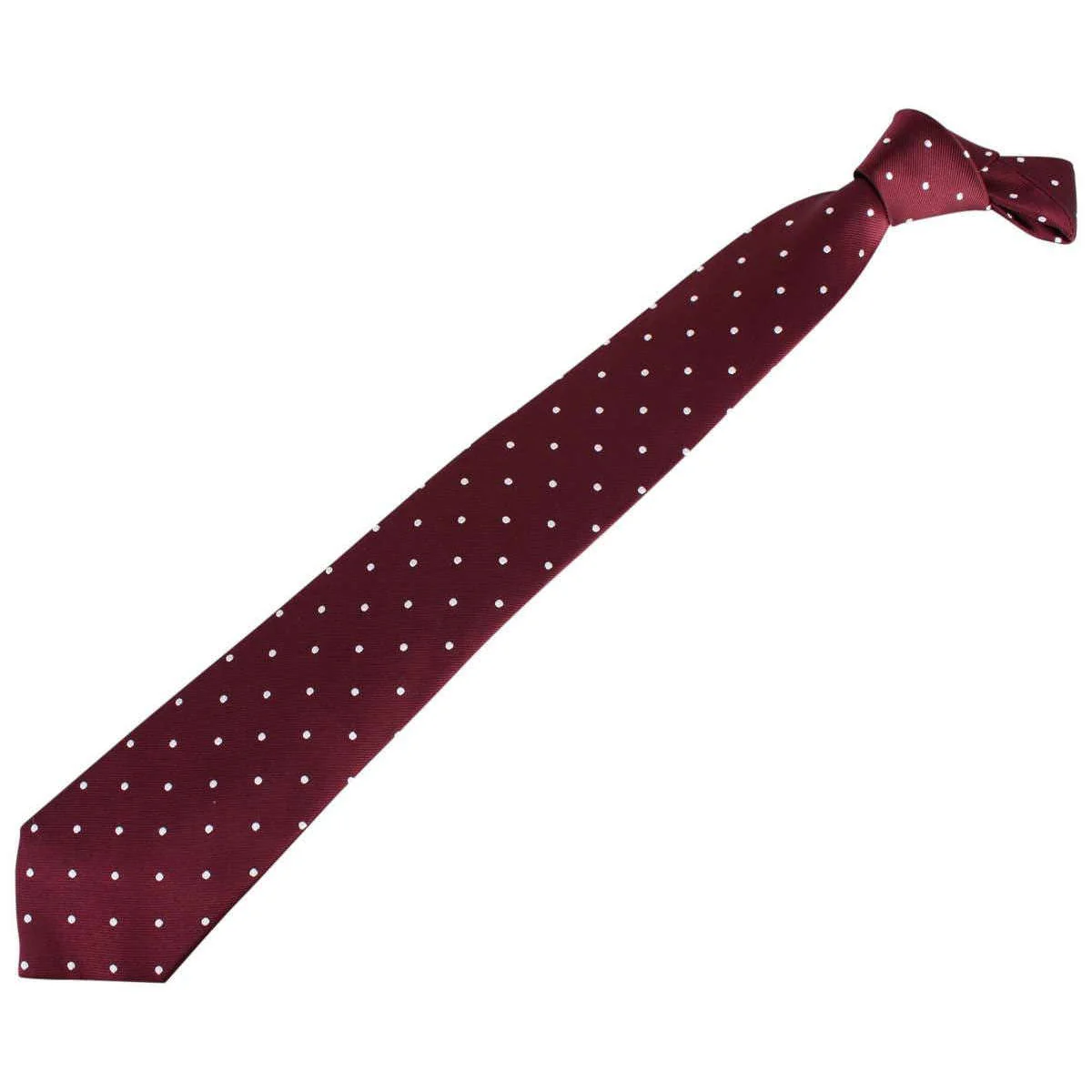 David Van Hagen Polka Dot Tie - Burgundy/White - Image 5