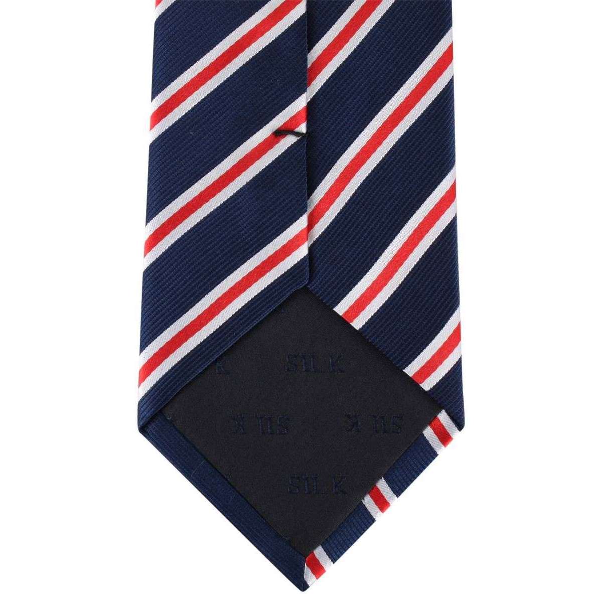 David Van Hagen Regimental Striped Tie - Navy/Red/White - Image 2