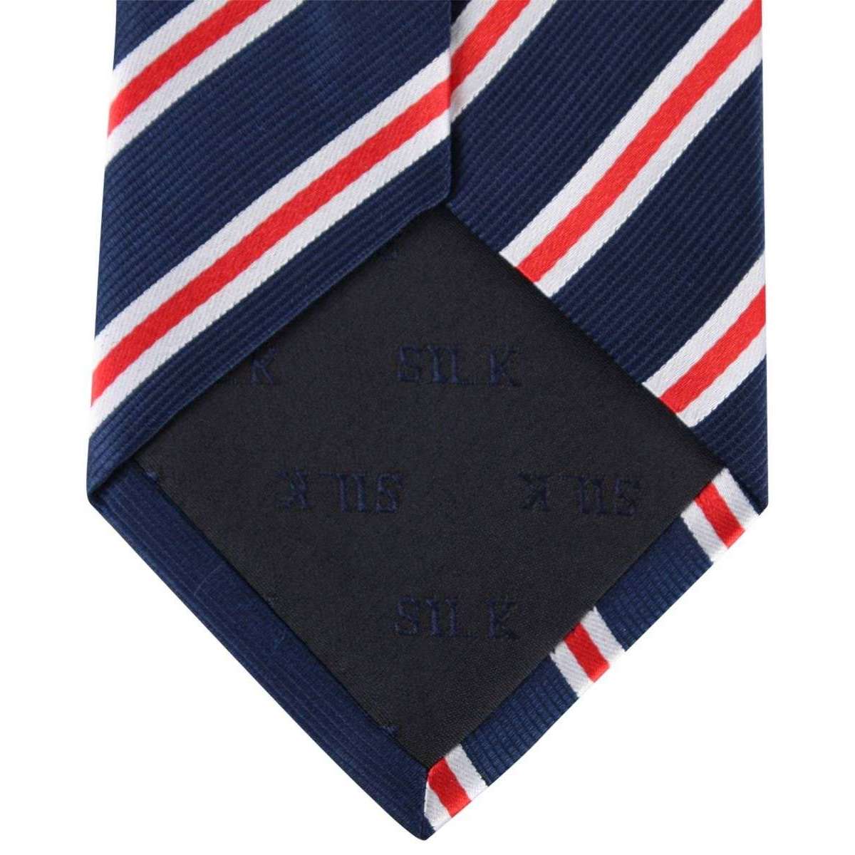 David Van Hagen Regimental Striped Tie - Navy/Red/White - Image 3