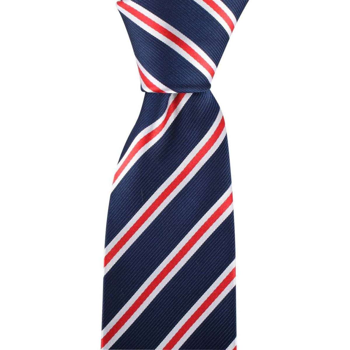 David Van Hagen Regimental Striped Tie - Navy/Red/White - Image 6