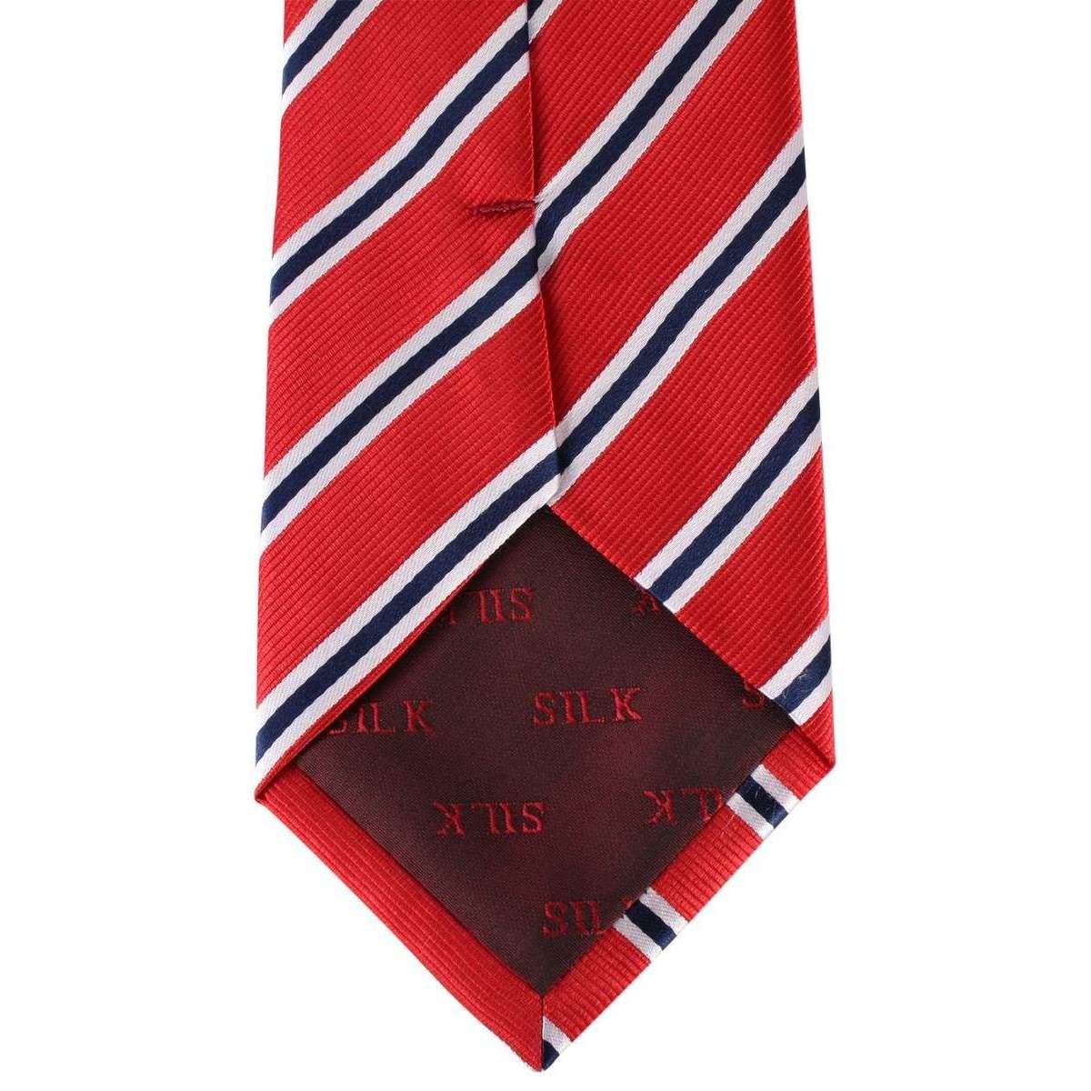 David Van Hagen Regimental Striped Tie - Red/Navy/White - Image 2