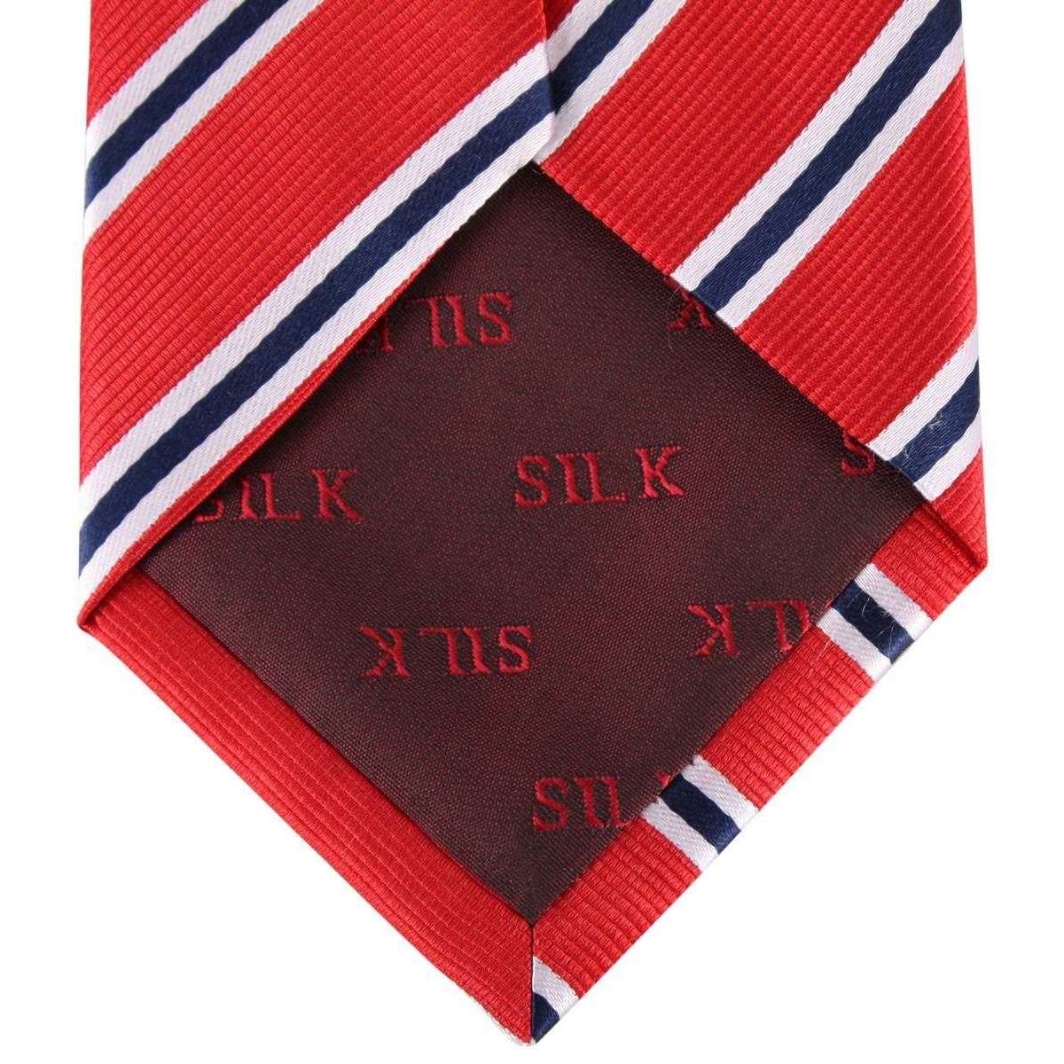 David Van Hagen Regimental Striped Tie - Red/Navy/White - Image 3