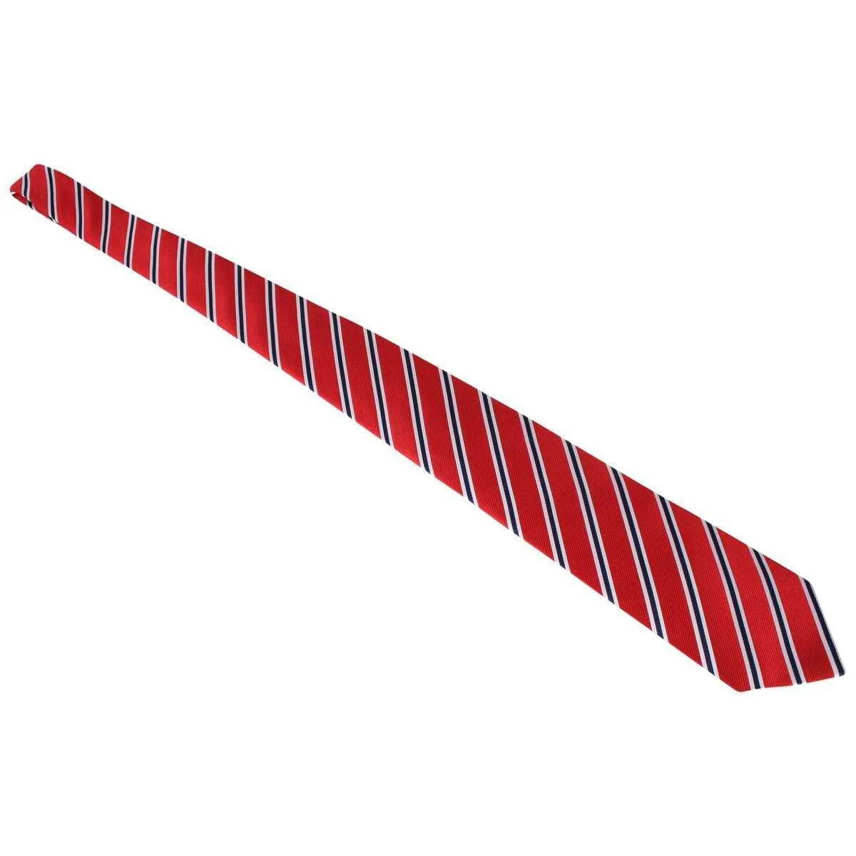 David Van Hagen Regimental Striped Tie - Red/Navy/White - Image 4