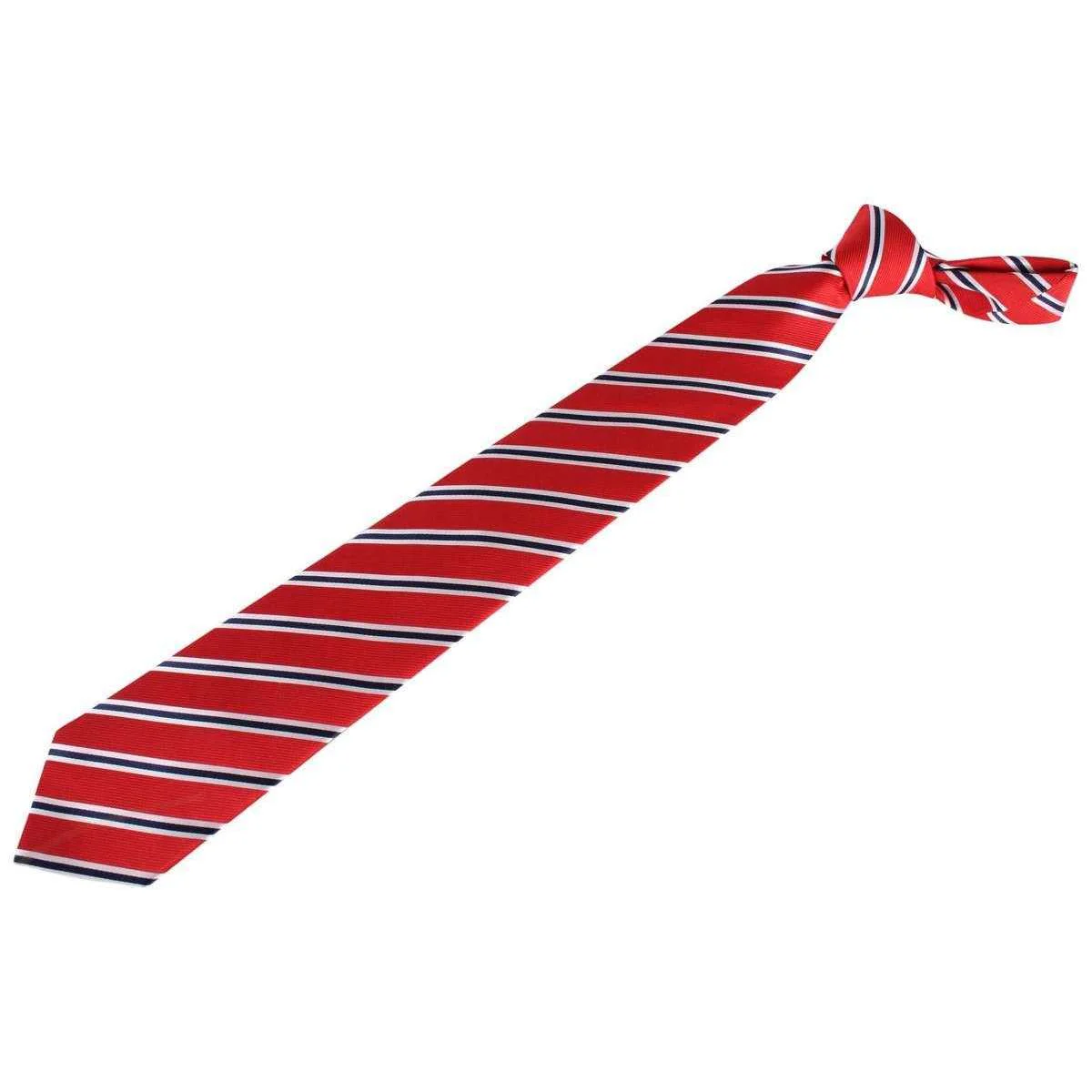 David Van Hagen Regimental Striped Tie - Red/Navy/White - Image 5