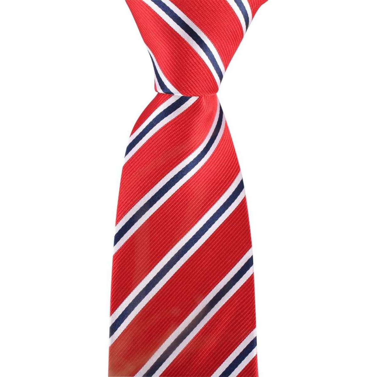 David Van Hagen Regimental Striped Tie - Red/Navy/White - Image 6