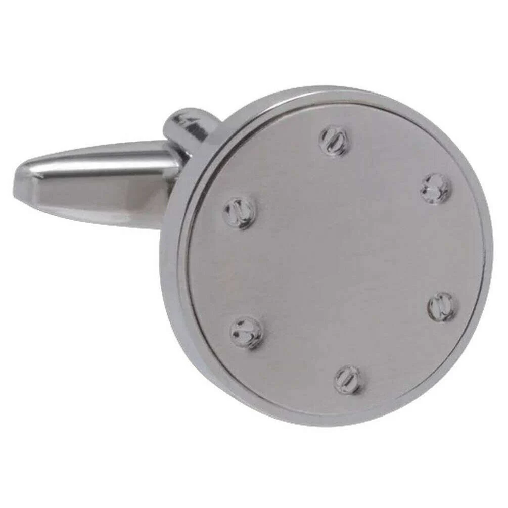 David Van Hagen Rivet Cufflinks - Silver - Image 2
