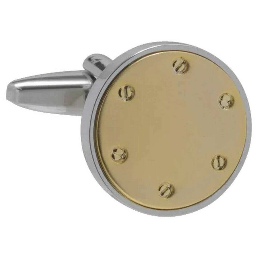 David Van Hagen Rivet Cufflinks - Silver/Gold - Image 2