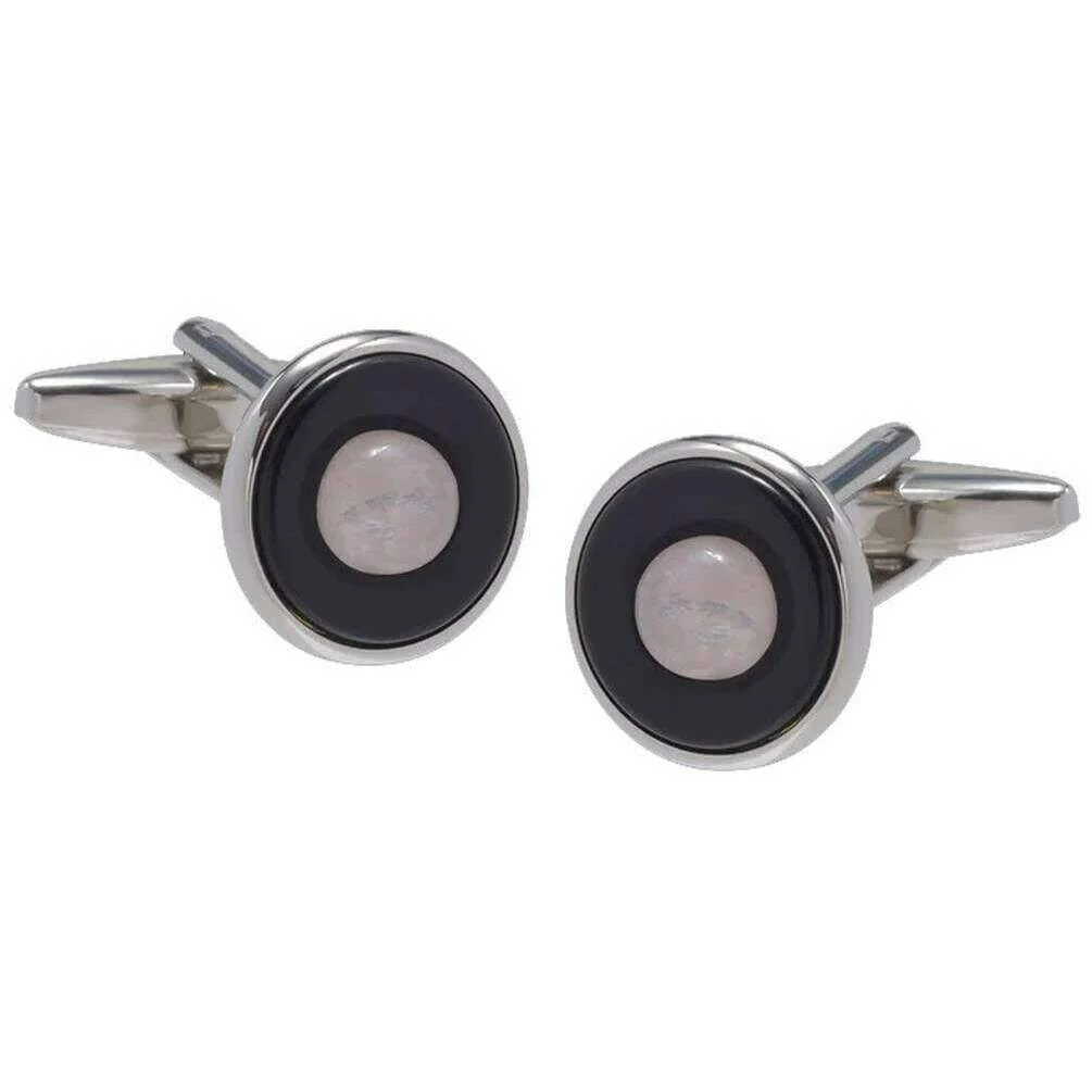 David Van Hagen Rose Quartz Saturn Sphere Cufflinks - Pink/Black/Silver