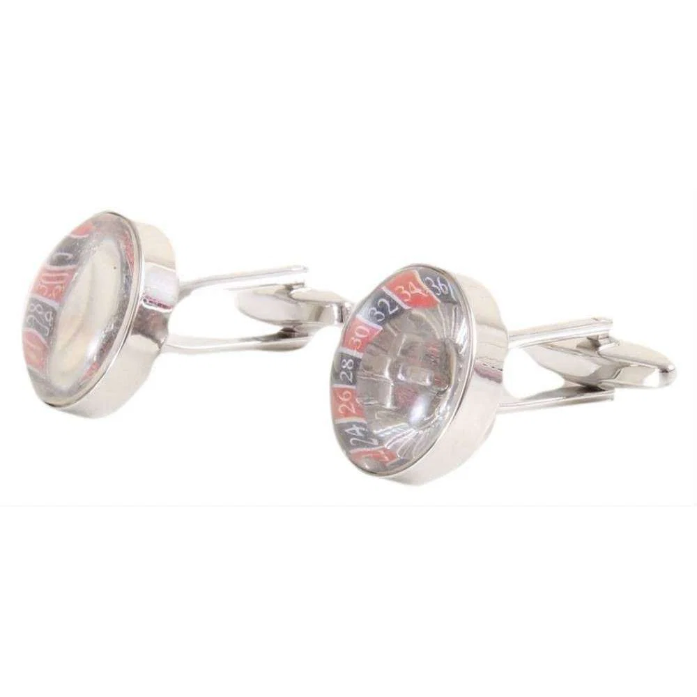David Van Hagen Roulette Wheel Cufflinks - Silver/Red/Blue - Image 2