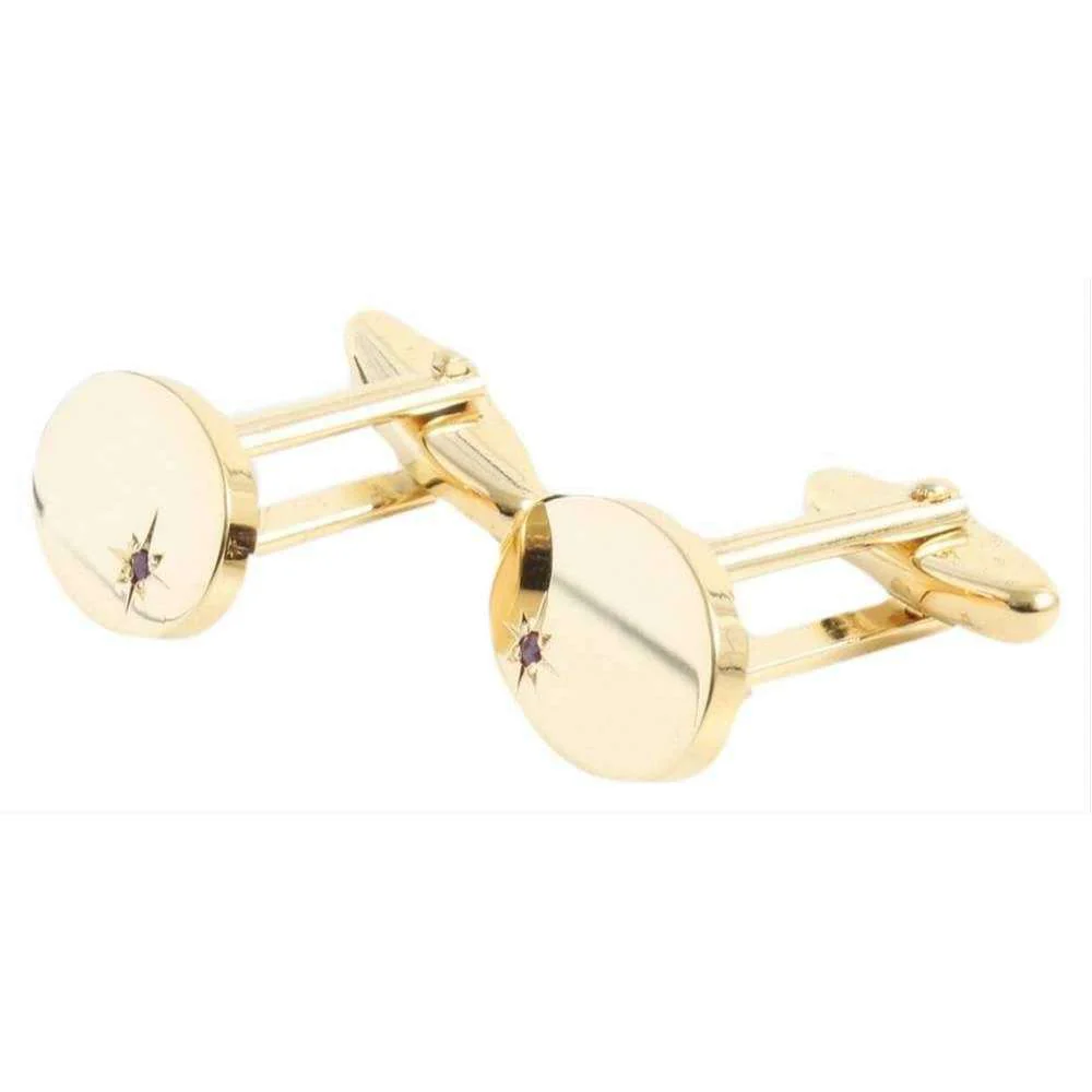 David Van Hagen Ruby Starburst Cufflinks and Tie Slide Set - Gold/Red - Image 4