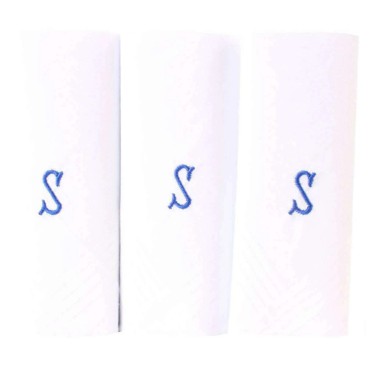 David Van Hagen S Initial 3 Pack Handkerchief - White/Blue