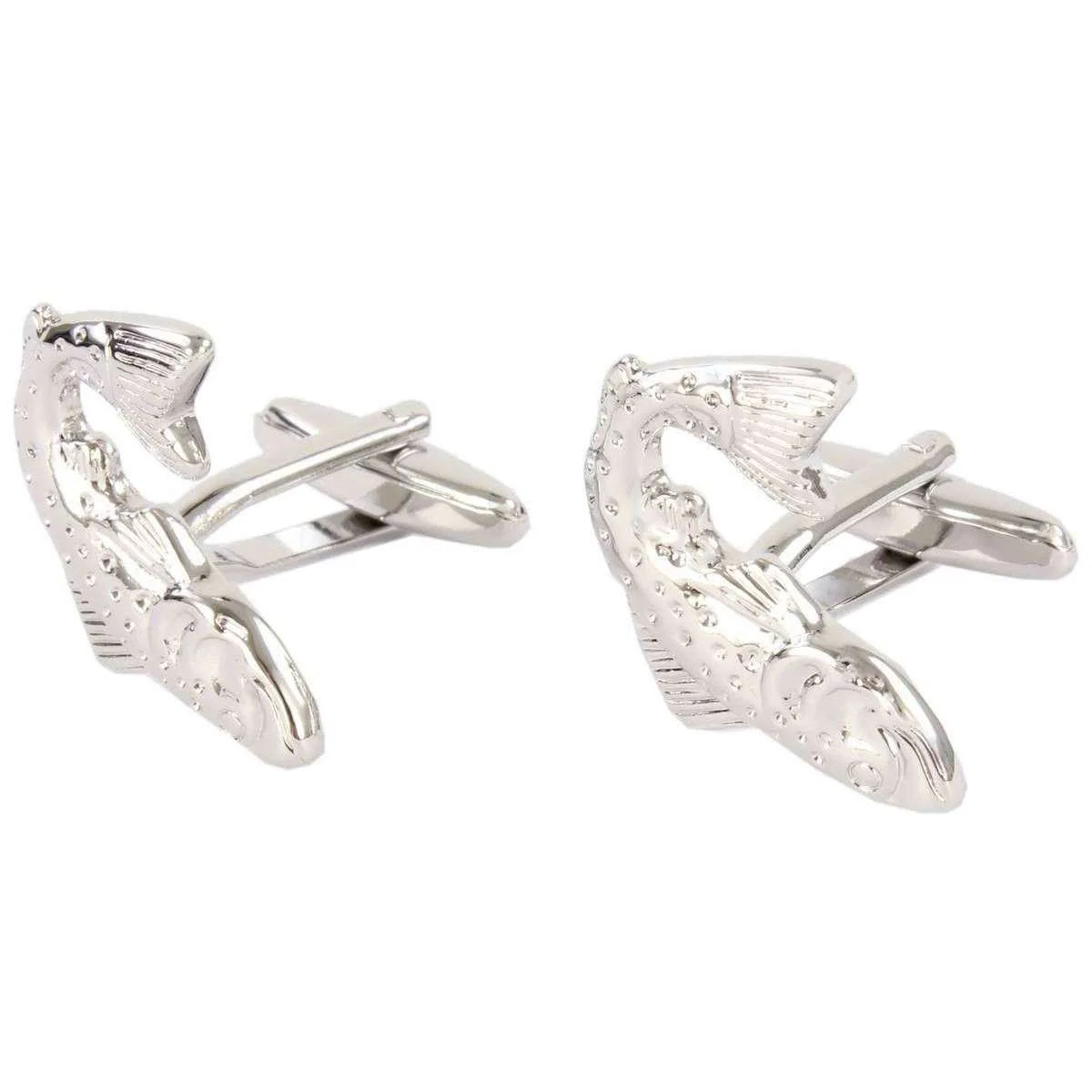 David Van Hagen Salmon Cufflinks - Silver - Image 2
