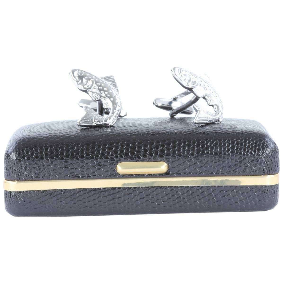 David Van Hagen Salmon Cufflinks - Silver - Image 5