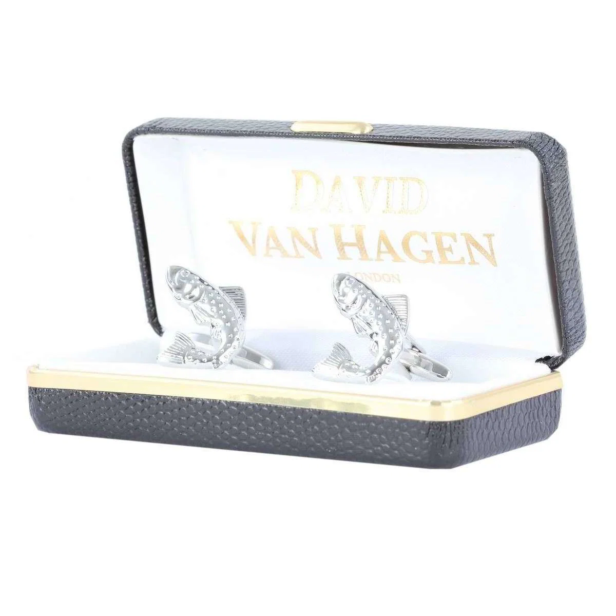 David Van Hagen Salmon Cufflinks - Silver - Image 6