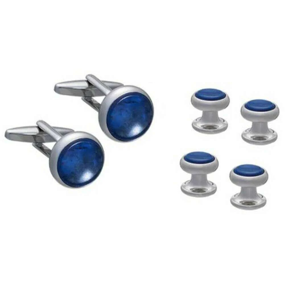 David Van Hagen Sodalite Dress Stud and Cufflink Set - Blue/Silver