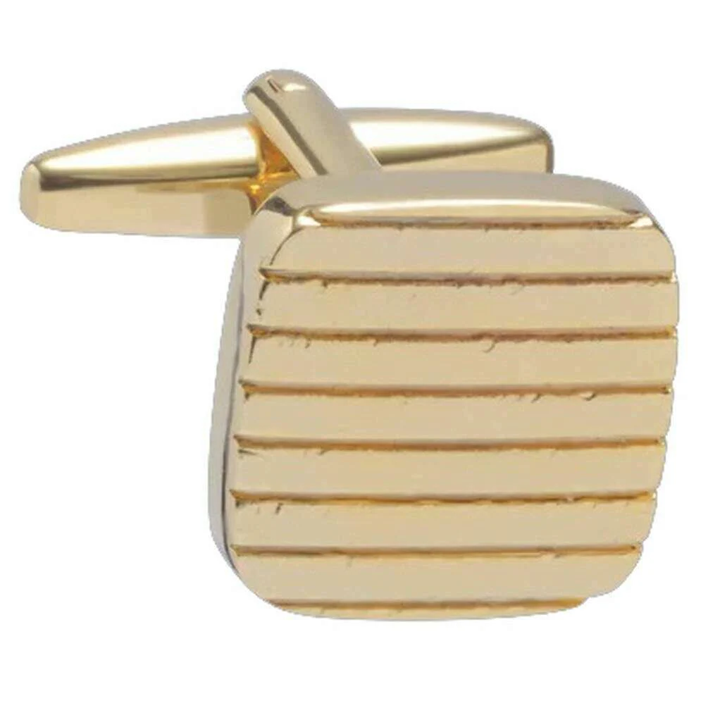 David Van Hagen Square Edged Cufflinks - Gold - Image 2