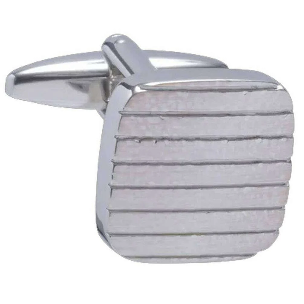 David Van Hagen Square Edged Cufflinks - Silver - Image 2