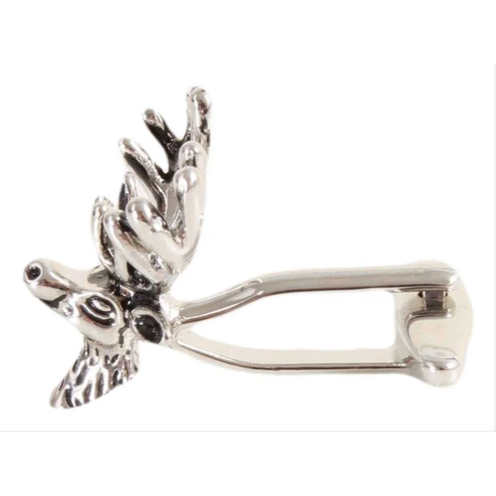 David Van Hagen Stags Head Cufflinks - Silver - Image 3