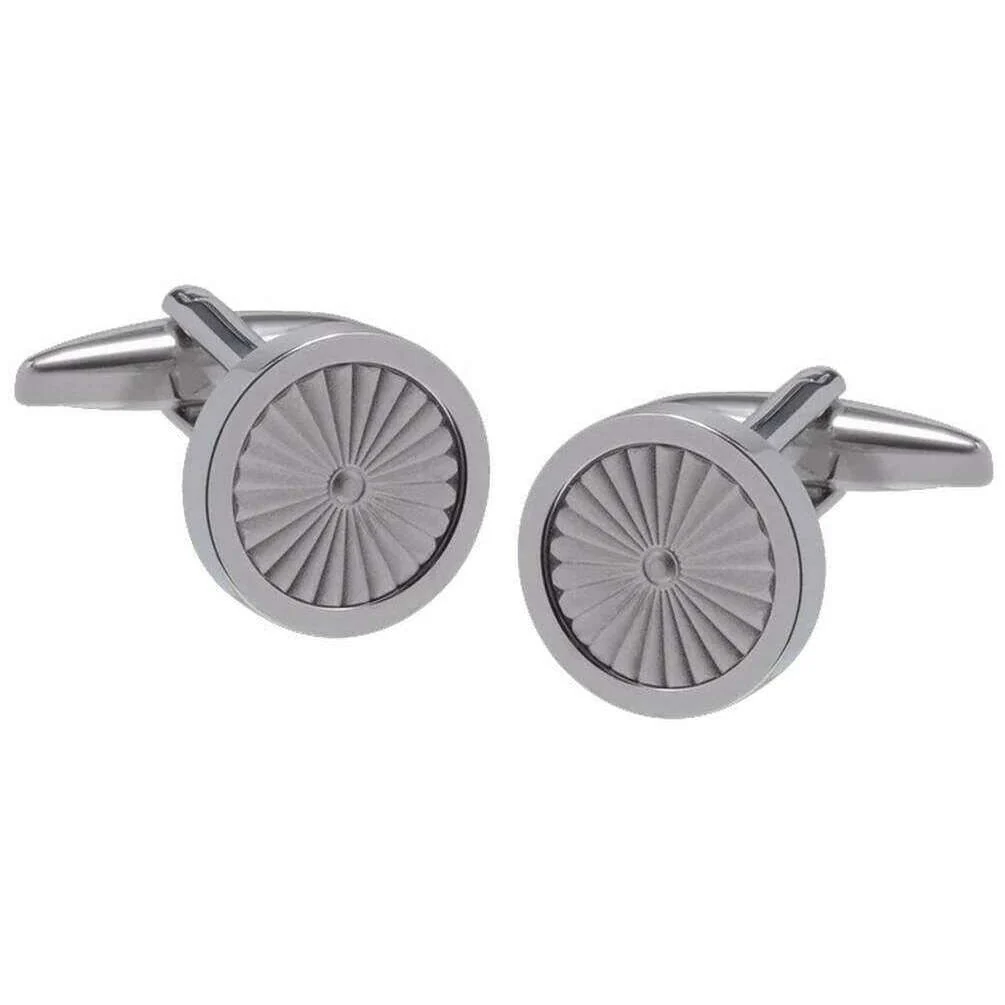 David Van Hagen Sunburst Round Cufflinks - Silver