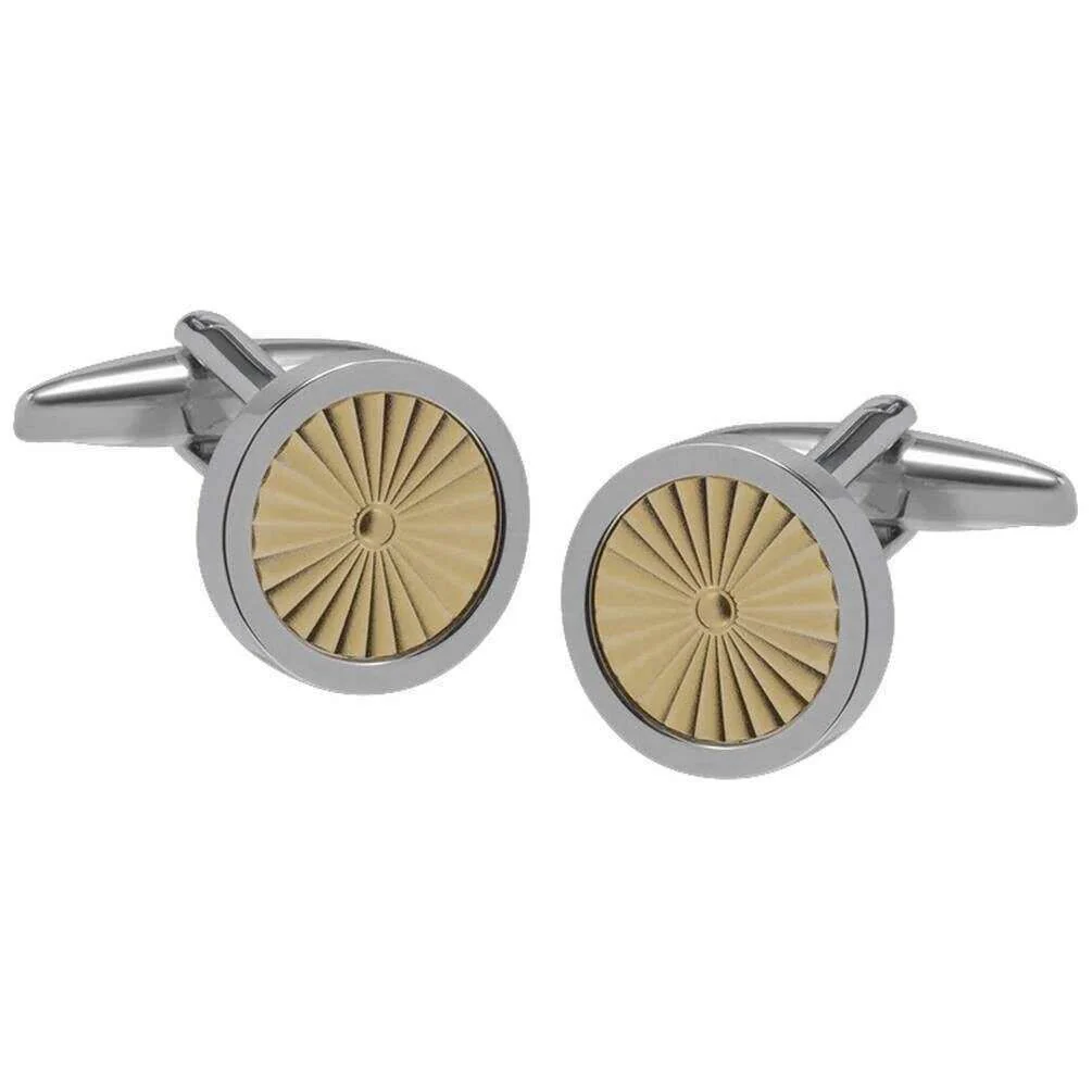 David Van Hagen Sunburst Round Cufflinks - Silver/Gold