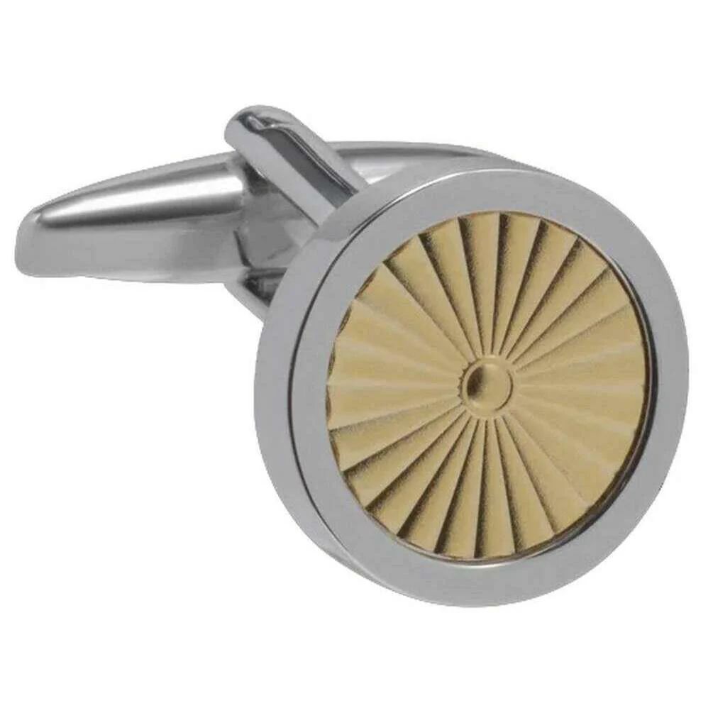 David Van Hagen Sunburst Round Cufflinks - Silver/Gold - Image 2