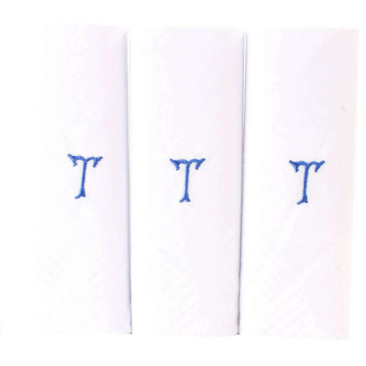 David Van Hagen T Initial 3 Pack Handkerchief - White/Blue