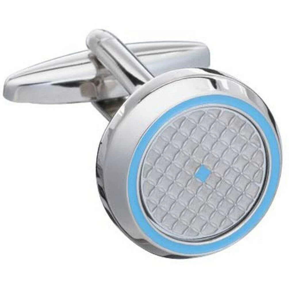 David Van Hagen Target Cufflinks - Blue/Silver - Image 2
